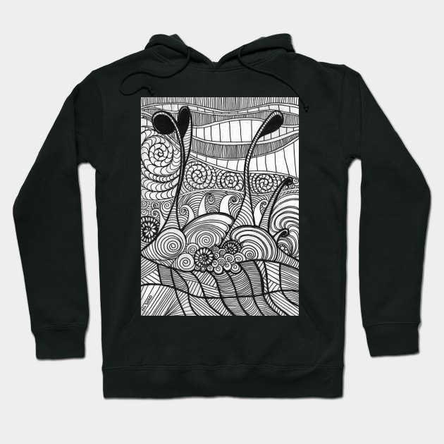 Under the sea black and white abstract drawing Hoodie by Nathalodi